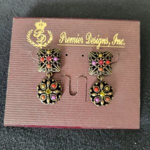Premier Designs tapestry earrings, vintage
